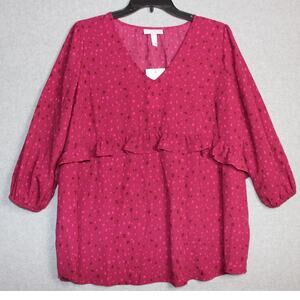 Isabel Maternity NWT 3/4‎ Sleeve Ruffle Waist Woven Top Size Medium